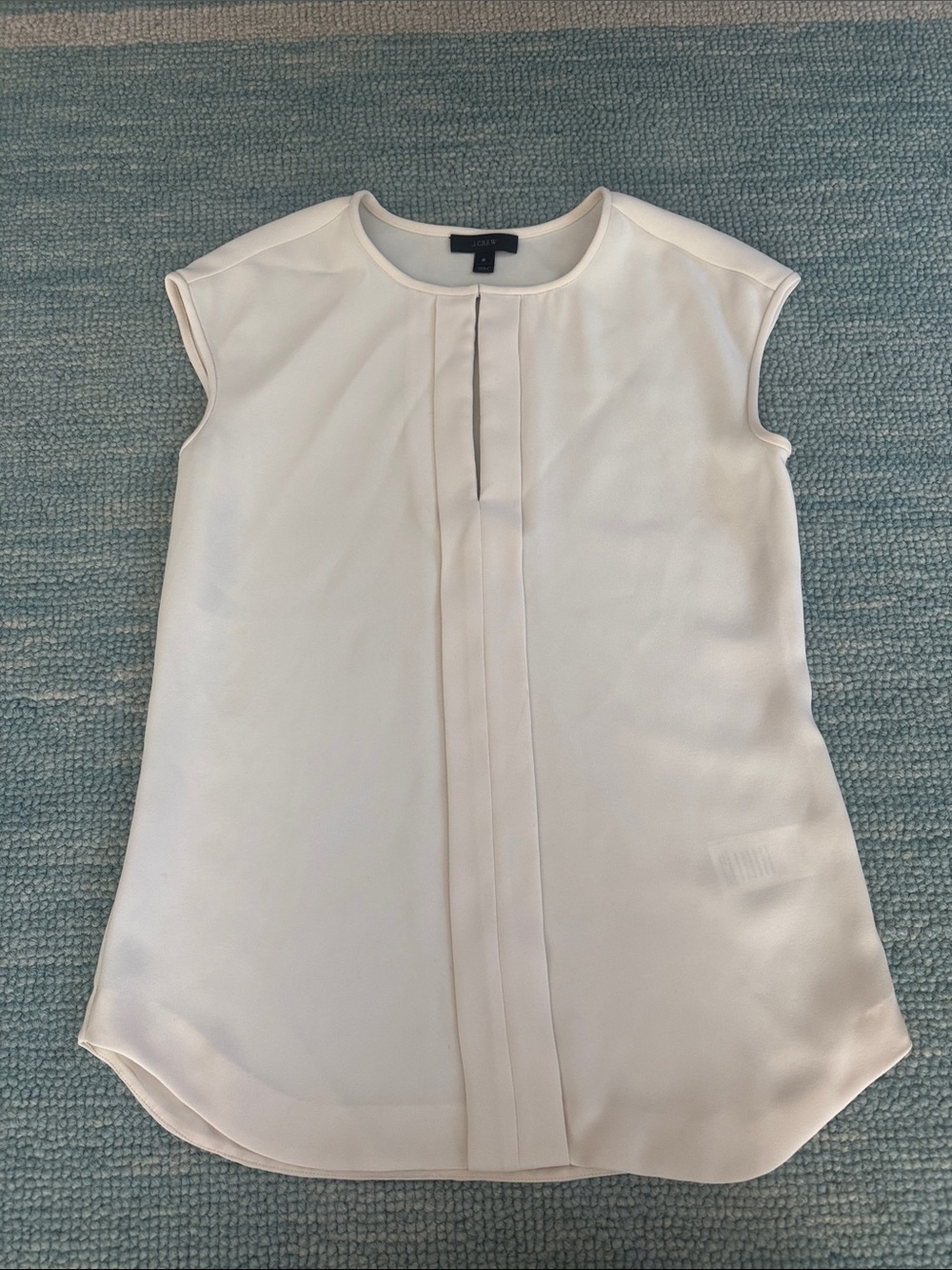 J. Crew White Pleated Cap-Sleeve Camisole